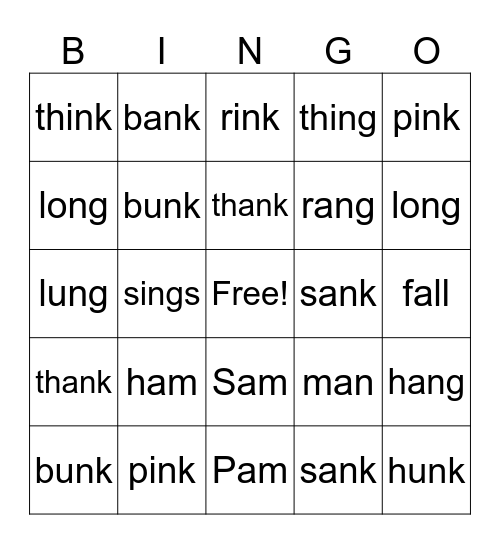 Glued Sounds all an am Bingo Card