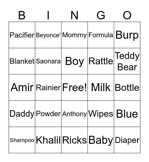 Baby Khalil Is On His Way! Bingo Card