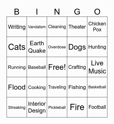 On the Job Bingo Card