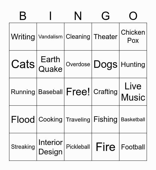 On the Job Bingo Card