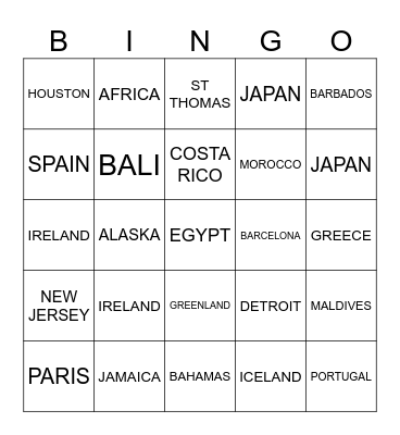 WORLD TRAVELER Bingo Card