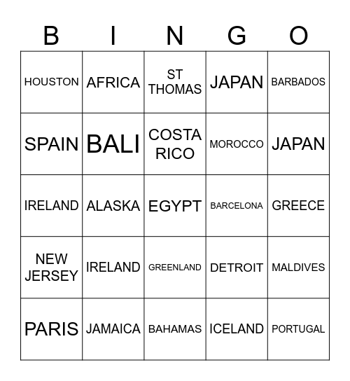 WORLD TRAVELER Bingo Card