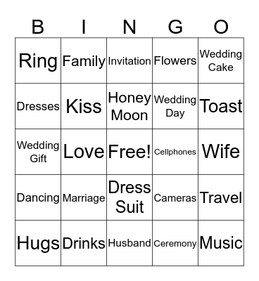 5th Wedding Anniversary Bingo Card