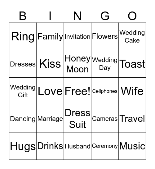 5th Wedding Anniversary Bingo Card