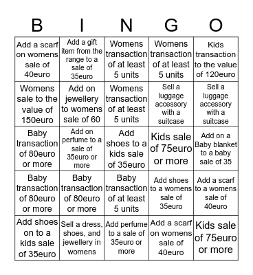 BENETTON Bingo Card