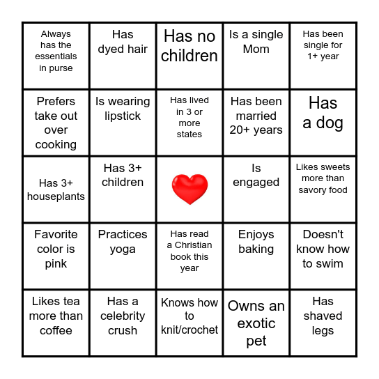 Galentine's  Find the Guest Bingo Card