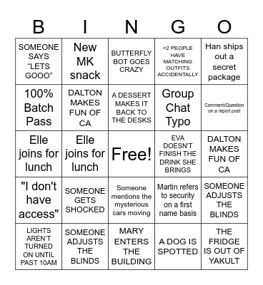 Eva Bingo Card