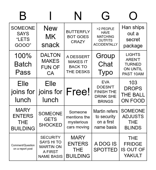 Alex Bingo Card