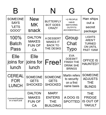 Donte Bingo Card