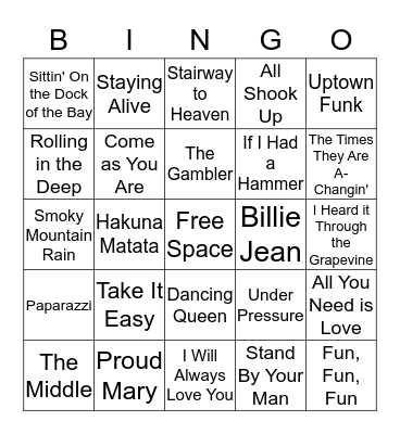 Recorded Music Bingo Card