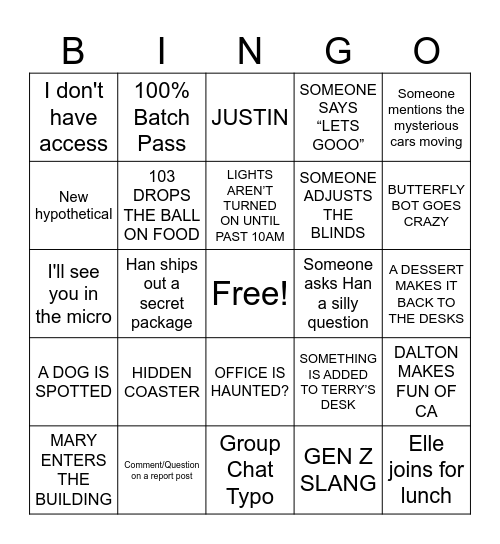 Eva Bingo Card