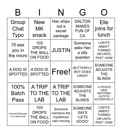 Nicole Bingo Card