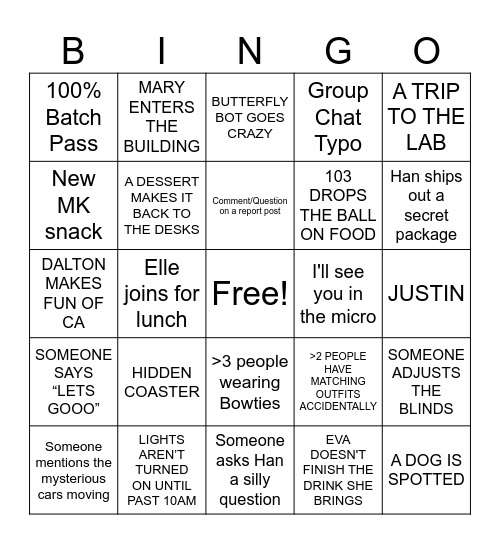 Nicole Bingo Card