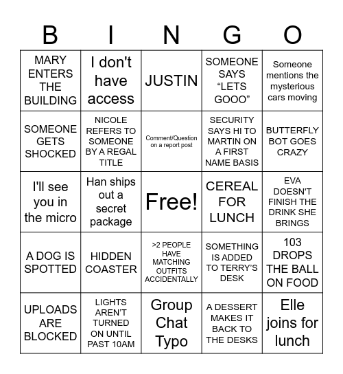 Alex Bingo Card
