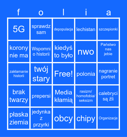 wujek foliarz Bingo Card