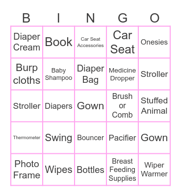 Baby Shower Bingo Card
