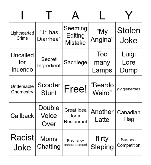 Little Italy Bingo Card