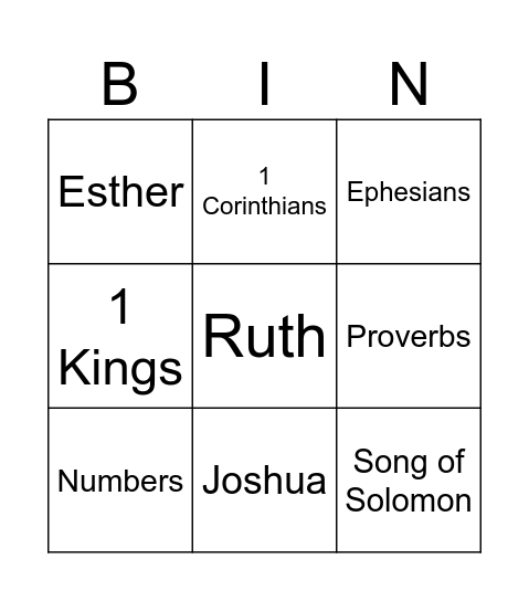 Bible Books Bingo Card