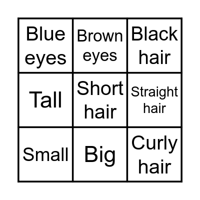 Physical description Bingo Card