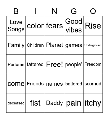 SAY THEIR NAMES BINGO Card