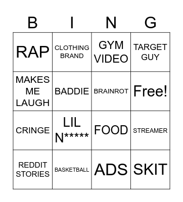 INSTAGRAM REELS Bingo Card