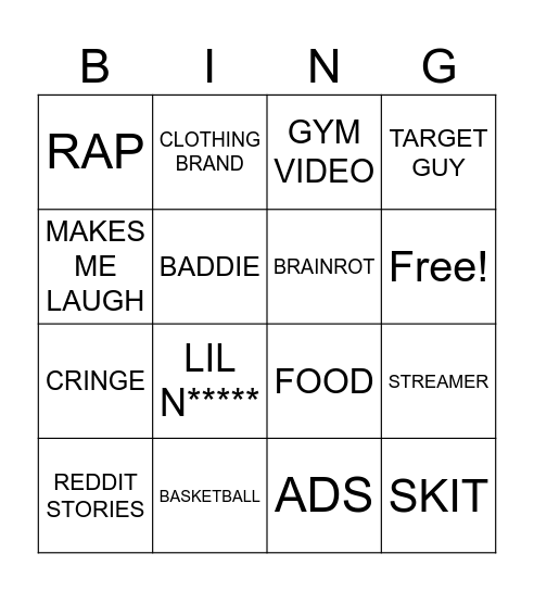 INSTAGRAM REELS Bingo Card