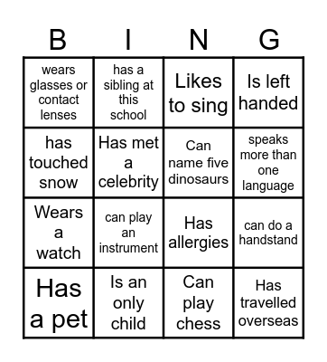 Find someone who... Bingo Card