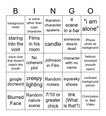 binvb movie Bingo Card