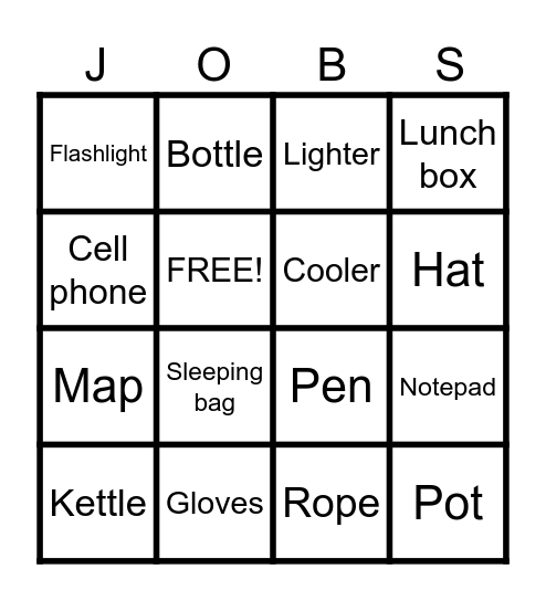 Common items Bingo Card