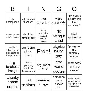TOASTMASTR 1 DISCORD SERVER BINGO Card