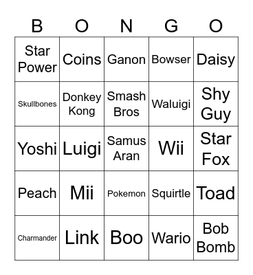 Nintendo Bongo Bingo Card