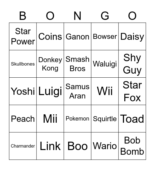 Nintendo Bongo Bingo Card