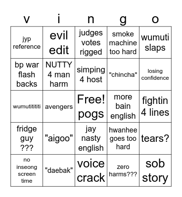 build up p 2 Bingo Card