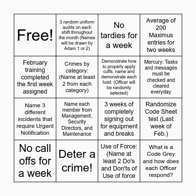 Security Bingo Card