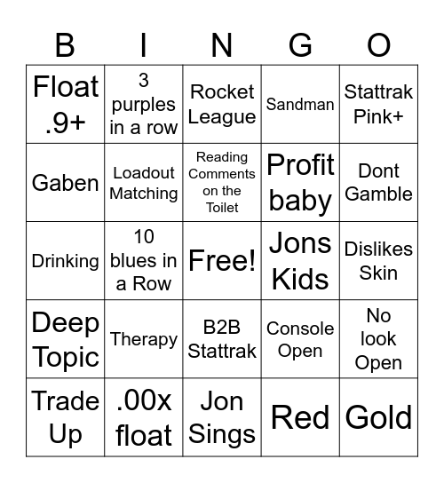 Sandman Bingo Card