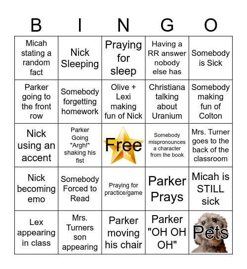 English Bingo Ⅰ : ) Bingo Card