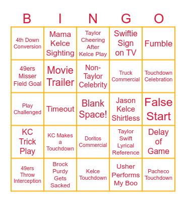 Bingo (Taylor's Version) Bingo Card