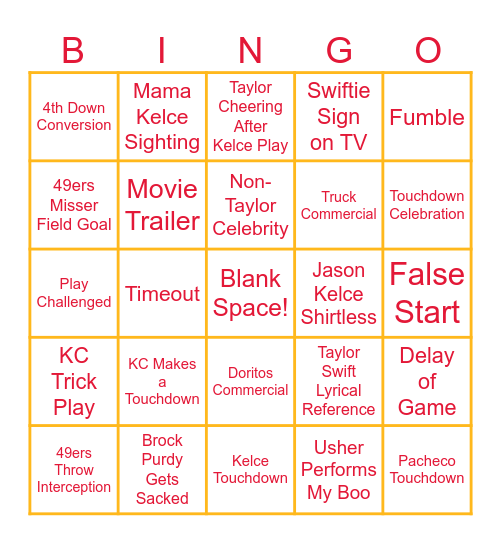 Bingo (Taylor's Version) Bingo Card