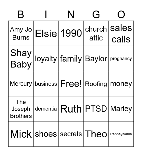 Mercury Bingo Card