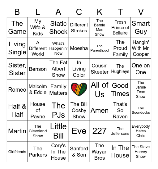 BLACK TV SHOWS Bingo Card