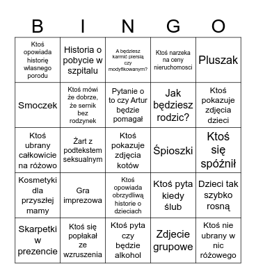 Baby shower Patrycji Bingo Card