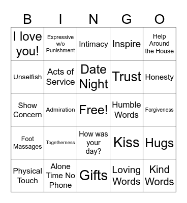 LOVE LANGUAGES Bingo Card