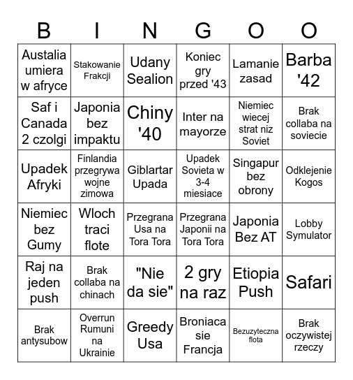 Autystyczne Bingo Card