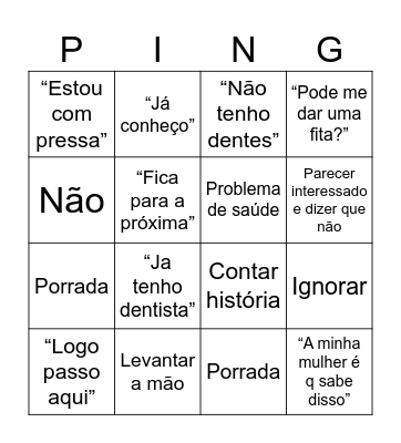 Pingo doce Bingo Card