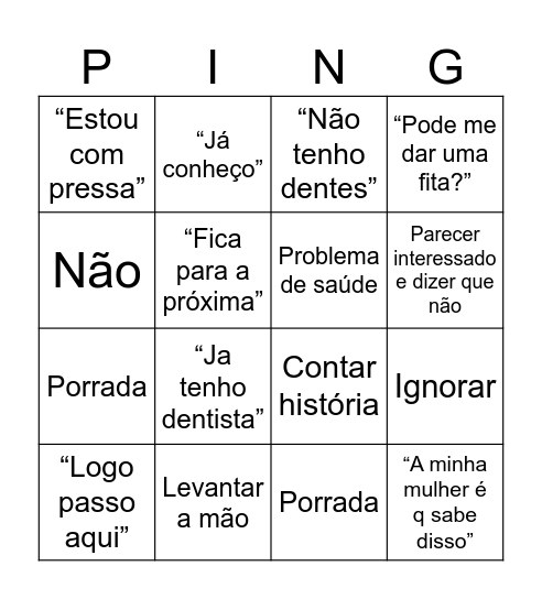 Pingo doce Bingo Card