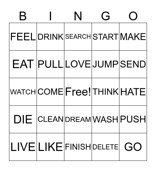 VERBS  Bingo Card