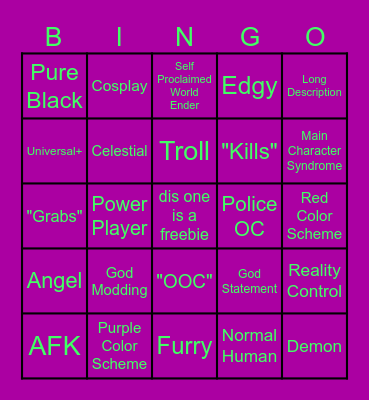 Xenn's Own Roleplay Bingo Card