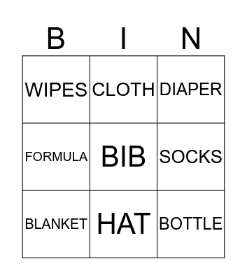 BABY SHOWER BINGO Card