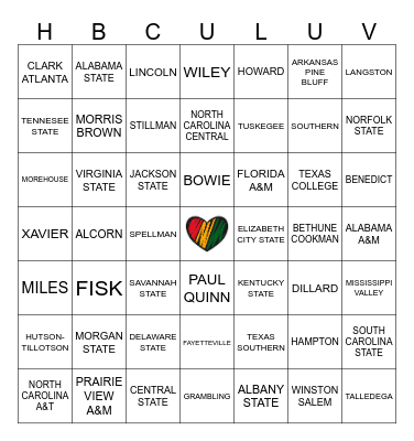 HBCU'S Bingo Card