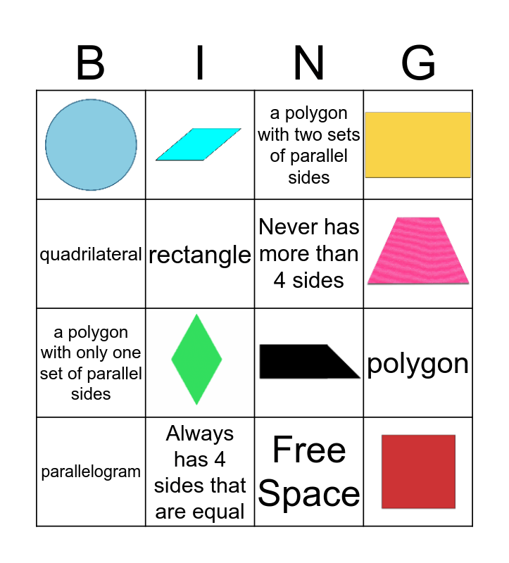 quadrilateral bingo card